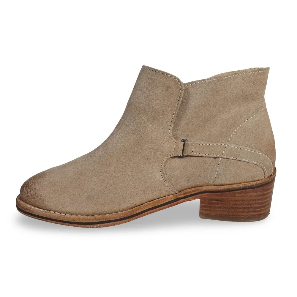 Diba True Caspian‎ Suede Leather Ankle Booties Beige Womens 6.5 Western Bootie